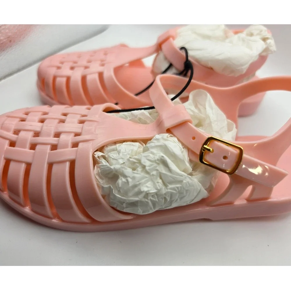 Wonder Nation Girls Pink Jelly Fisherman Sandals Size 2 Adjustable Buckle Strap